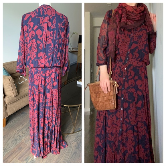 SOLD Blake Crepe-chiffon Maxi Dress In Marine - Picture 2 of 4